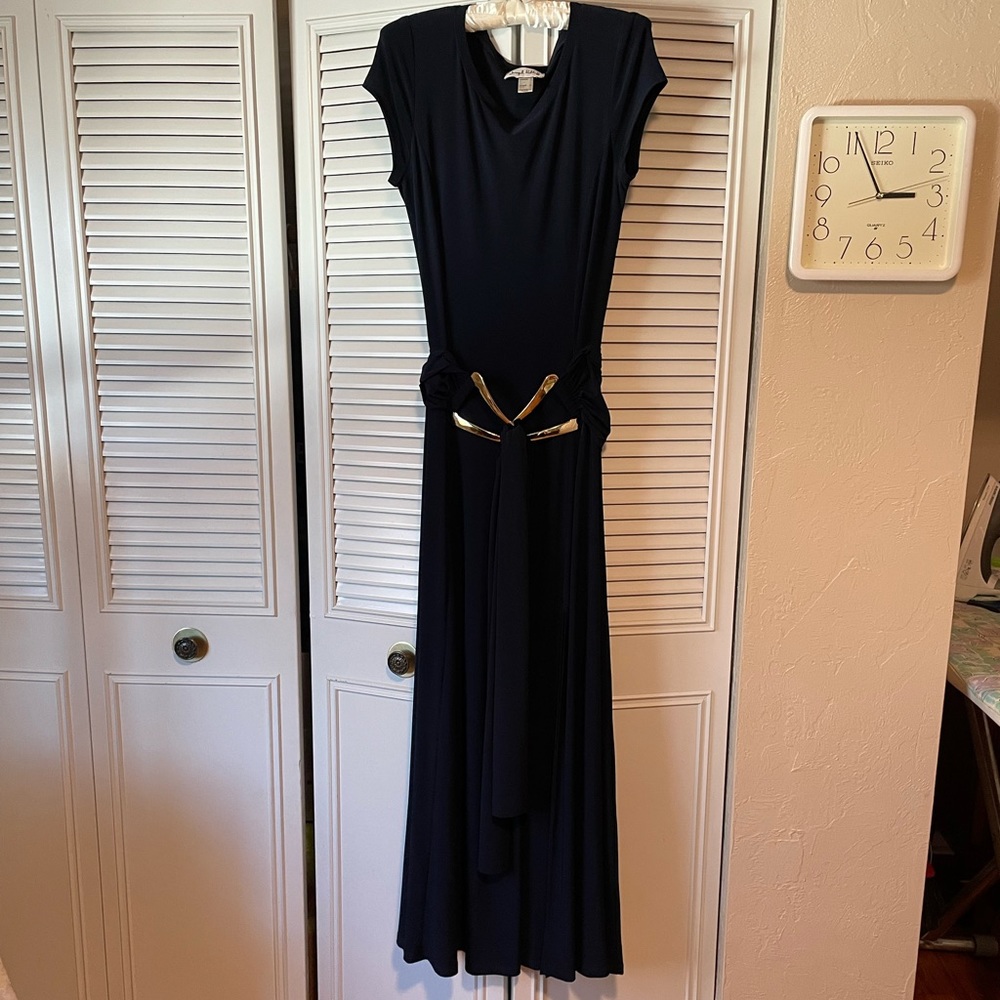 Joseph Ribhoff Long Knit Navy Dress Size 10